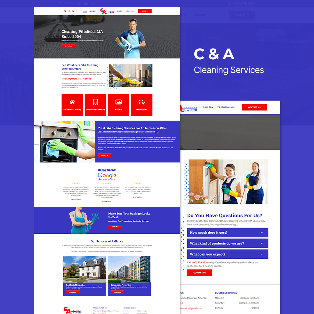 C & A Cleaning Services — Cleaning Services website design