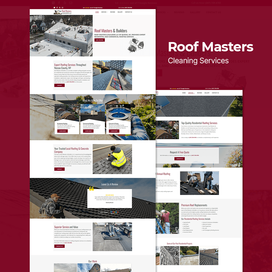 Roof Masters — Cleaning Services website design
