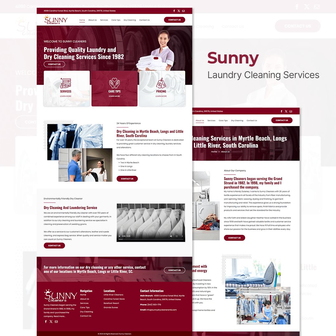 Sunny Cleaners — Laundry Cleaning Services website design